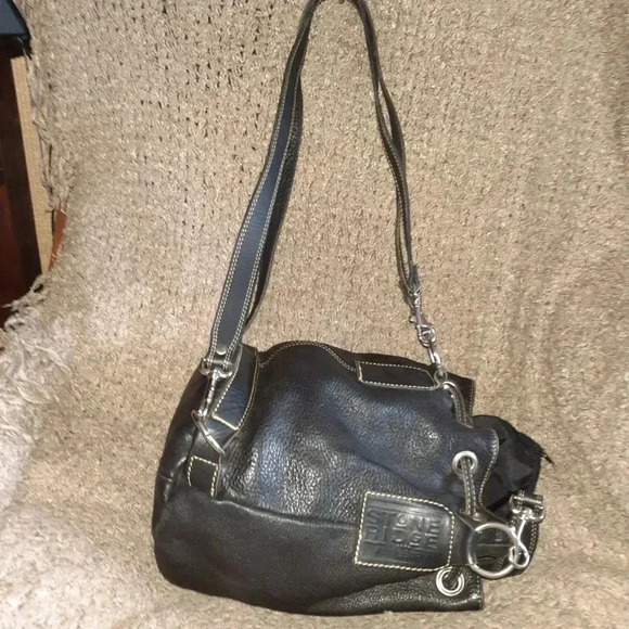 Stone Ridge-Genuine Thick Black Leather-Backpack-2 Back Straps-1 Top Handle-NM - Picture 4 of 8